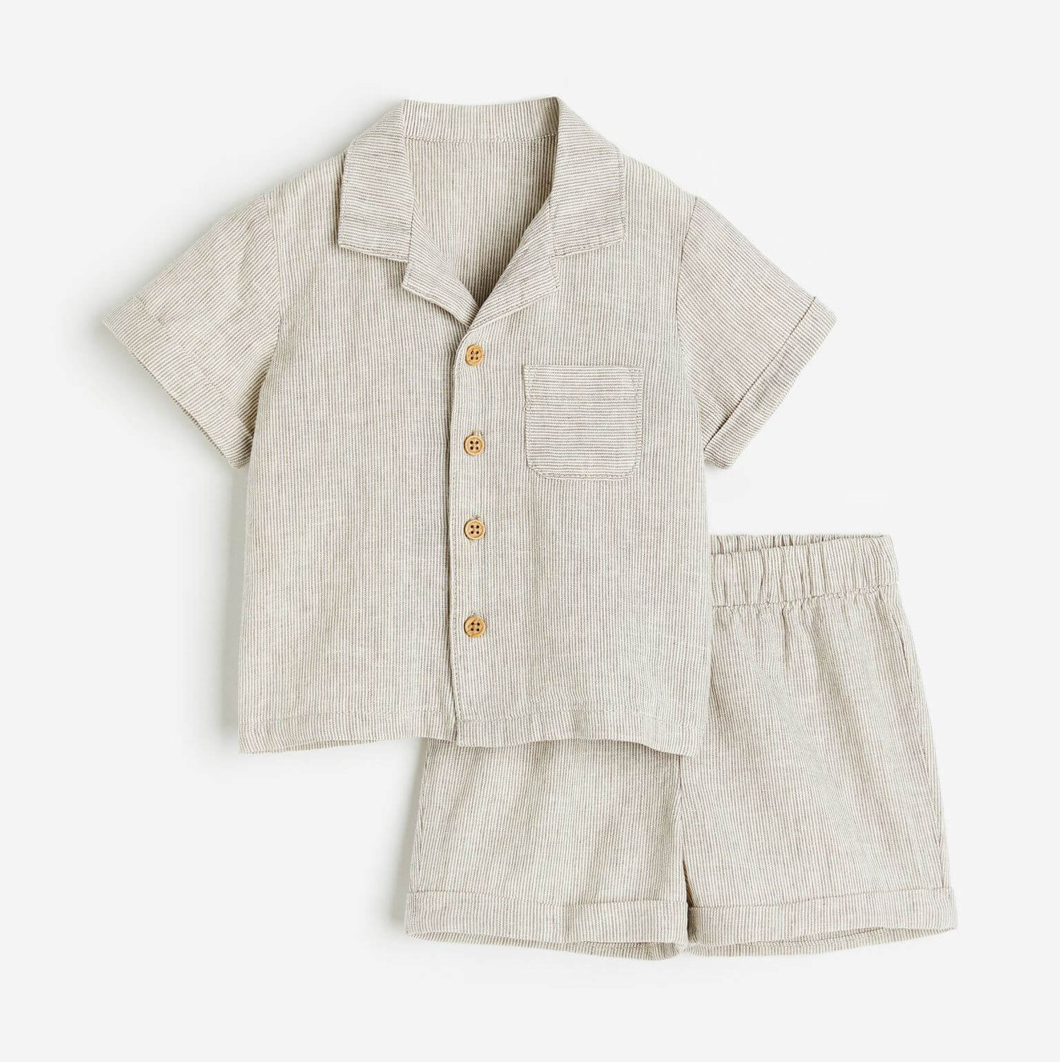 

Комплект детской одежды рубашка и шорты H&M Patterned, бежевый/белый