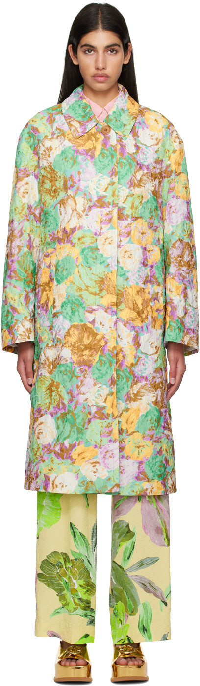 

Разноцветное пальто с цветочным принтом Dries Van Noten