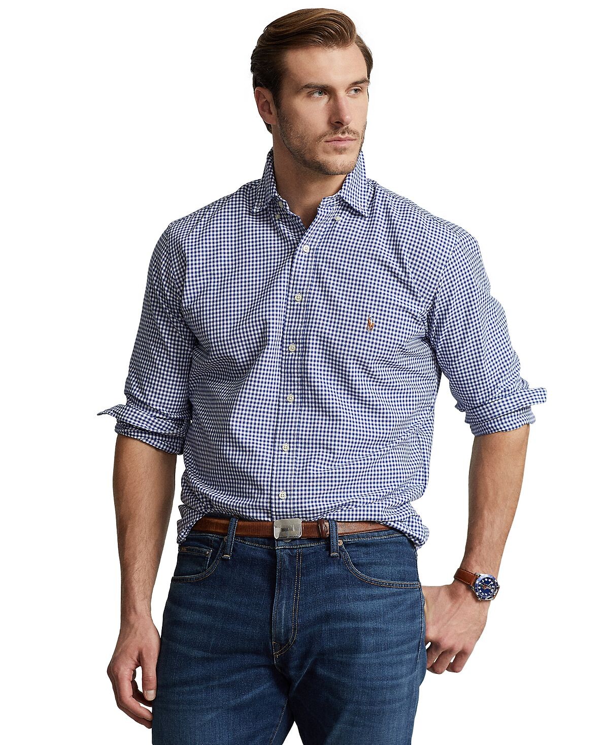

Мужская большая и высокая клетчатая рубашка оксфорд Polo Ralph Lauren, мульти