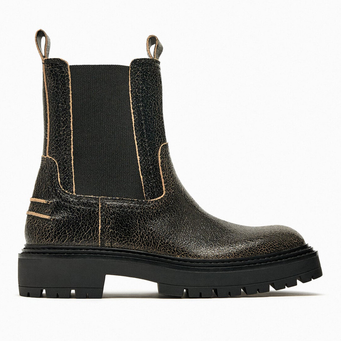 

Ботинки на плоской подошве Zara Leather, коричневый