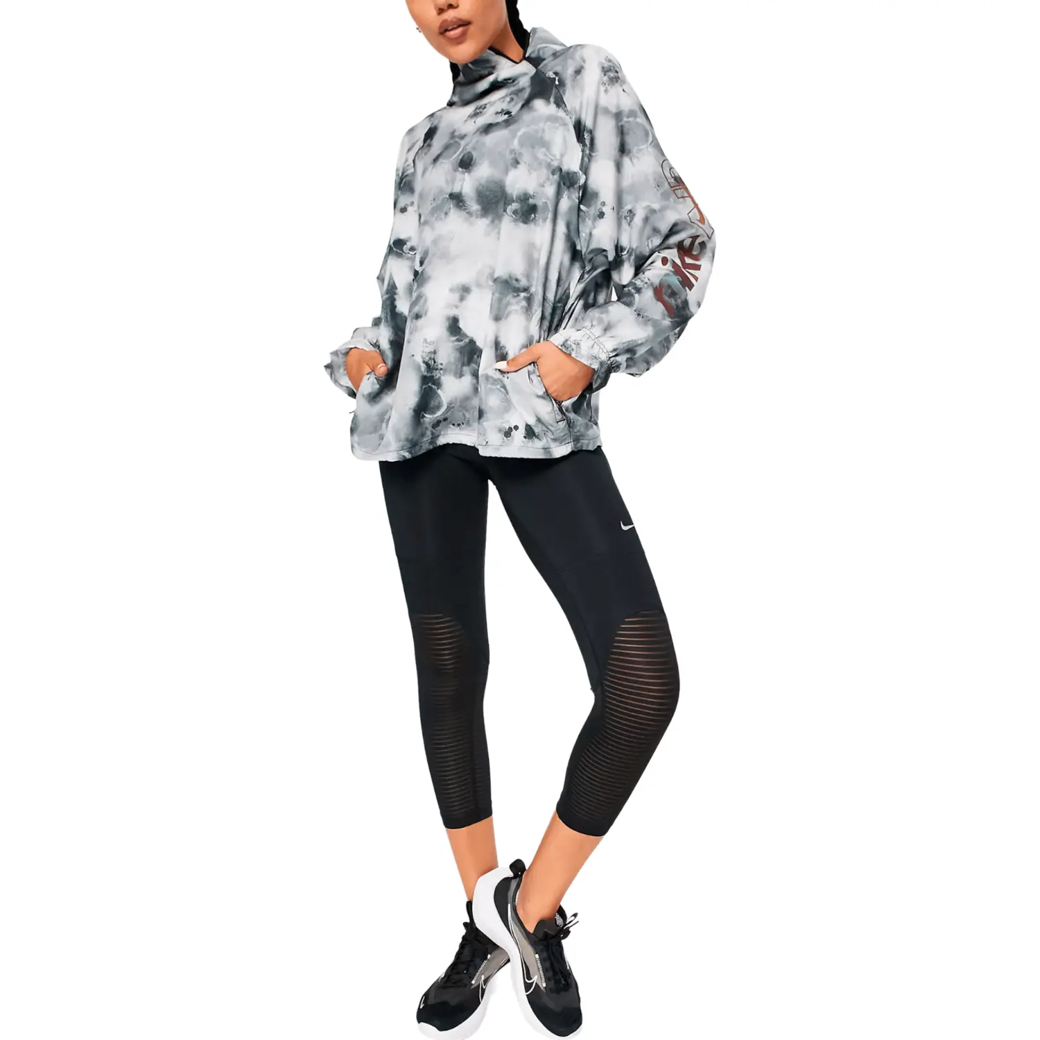 

Куртка Nike Air Running Dri-fit Overhead, черный/белый