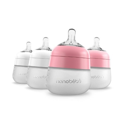 

Бутылочки для кормления 4 шт. по 150 мл Nanobebe Anti-Colic, белый/розовый
