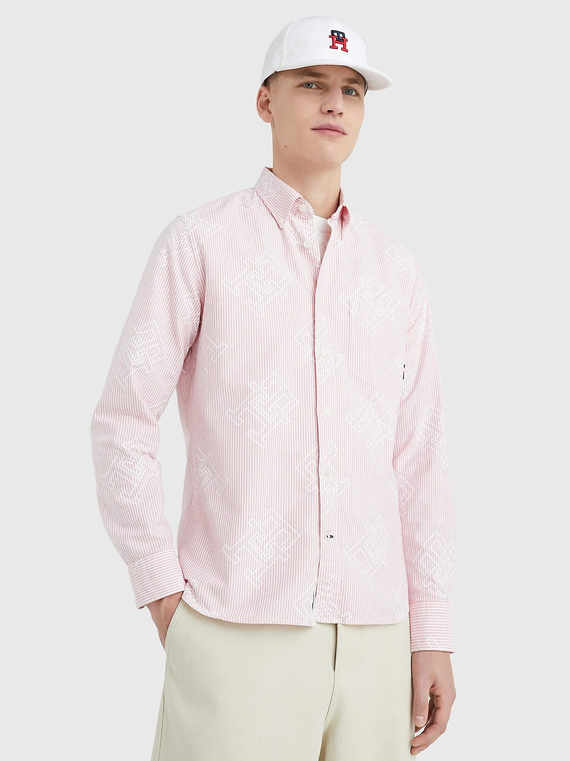 

Рубашка Tommy Hilfiger Regular Fit Monogram Stripe, светло-розовый