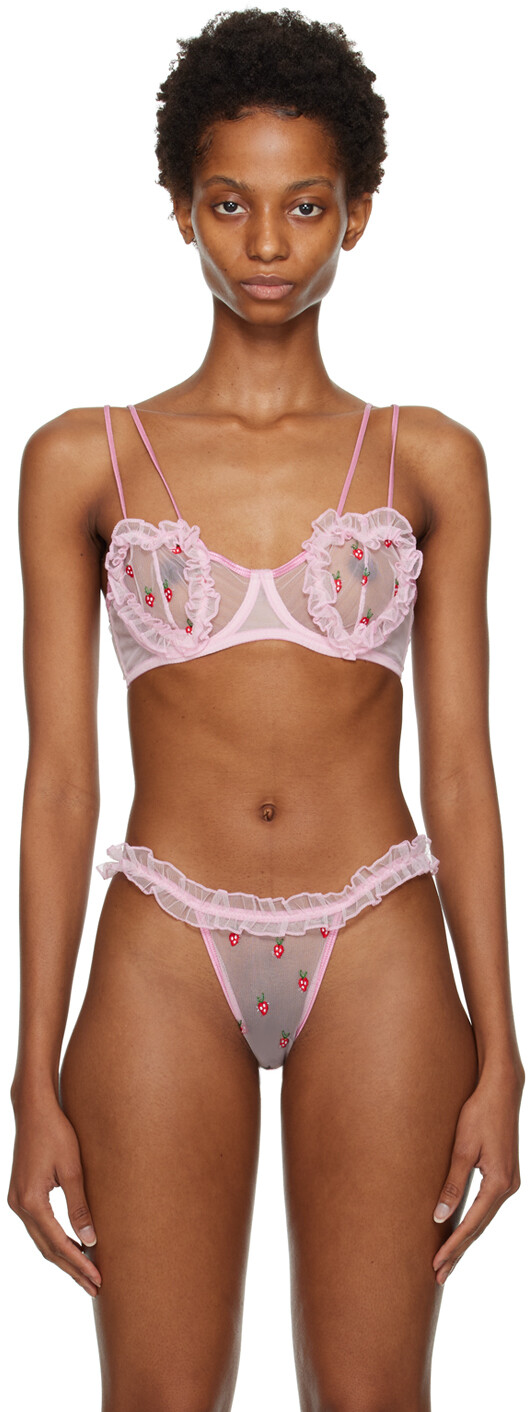 

Розовый бюстгальтер на косточках Fraise Heart Le Petit Trou