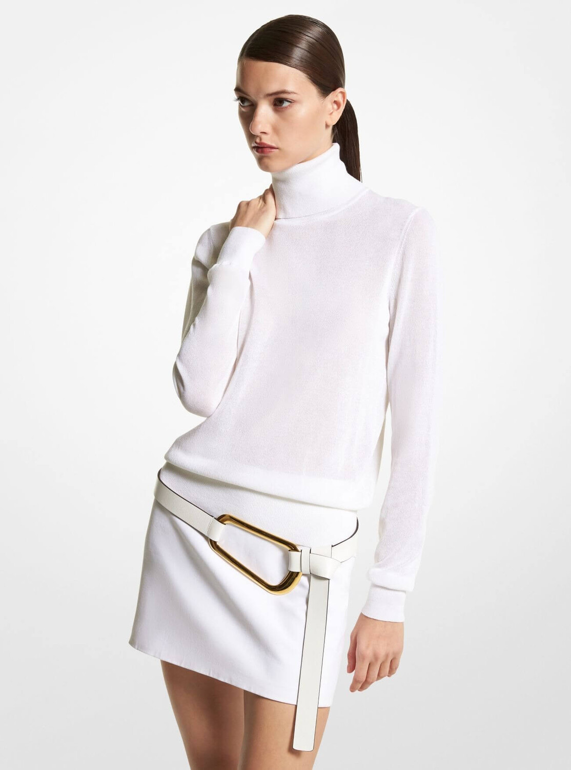 

Свитер Michael Kors Joan Tulle Viscose Blend Turtleneck, белый