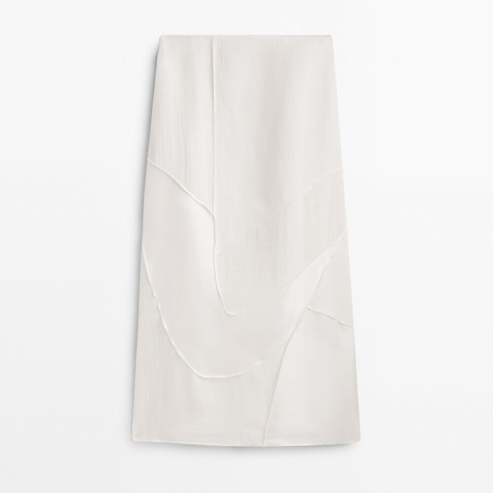 

Юбка Massimo Dutti Patchwork Midi, белый