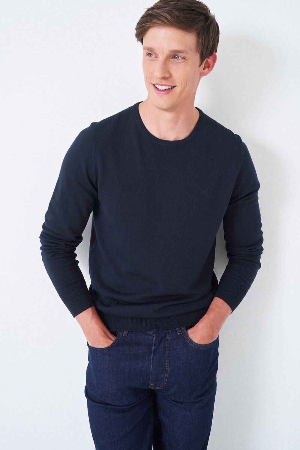 

Синий свитер с круглым вырезом из шерсти мериноса Crew Clothing Company, синий