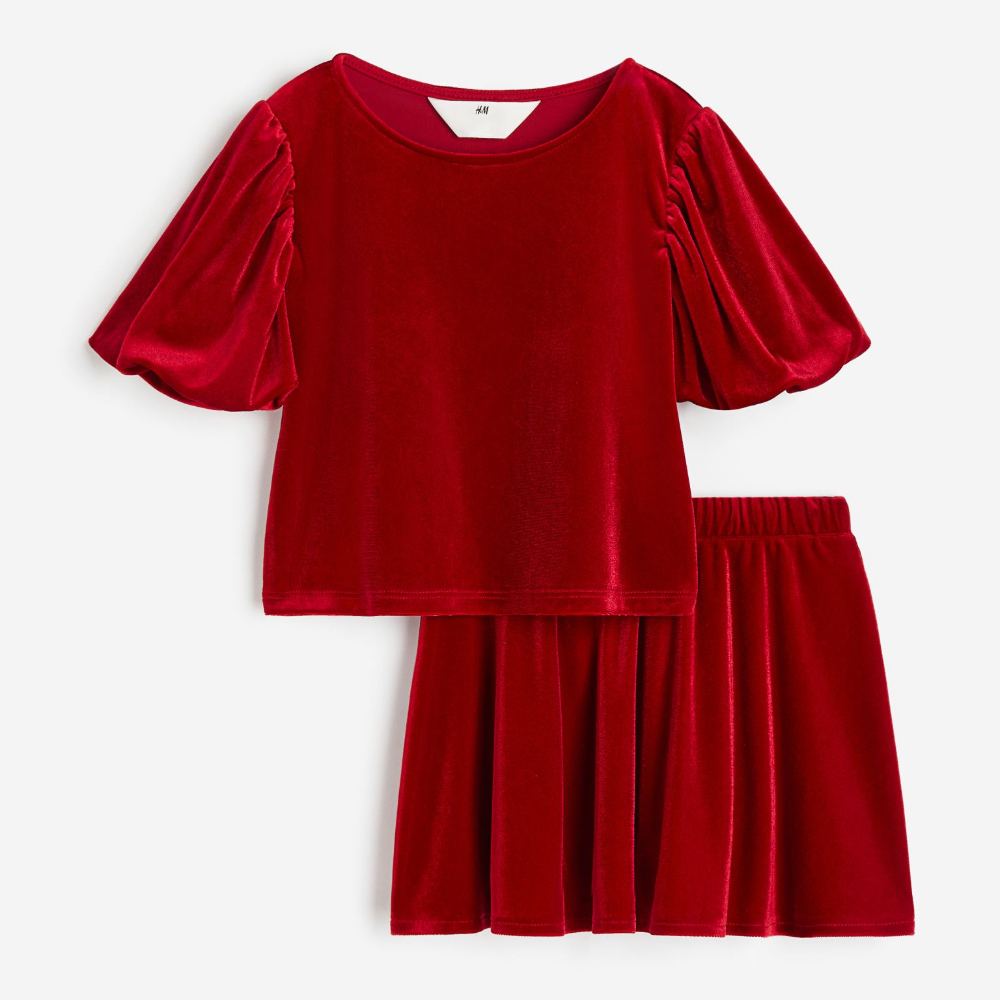 Комплект топ и юбка H&M, 2 предмета, красный
