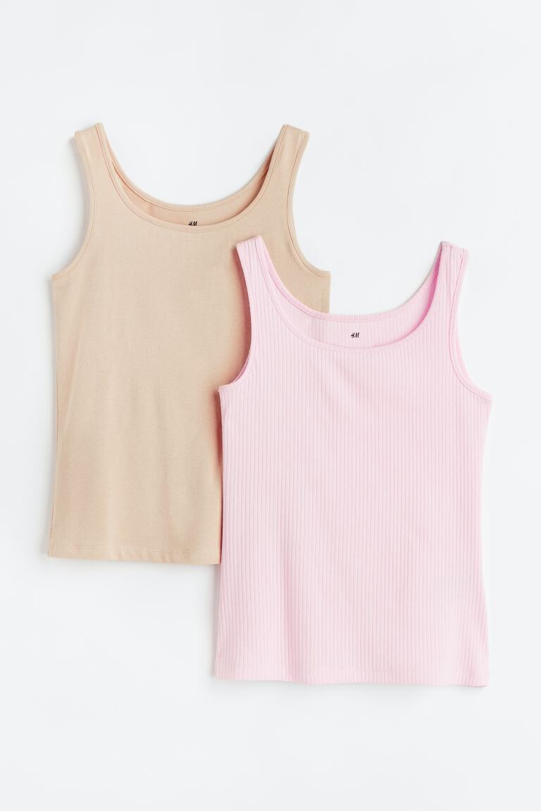 

Комплект из 2 футболок H&M, светло-розовый/светло-бежевый