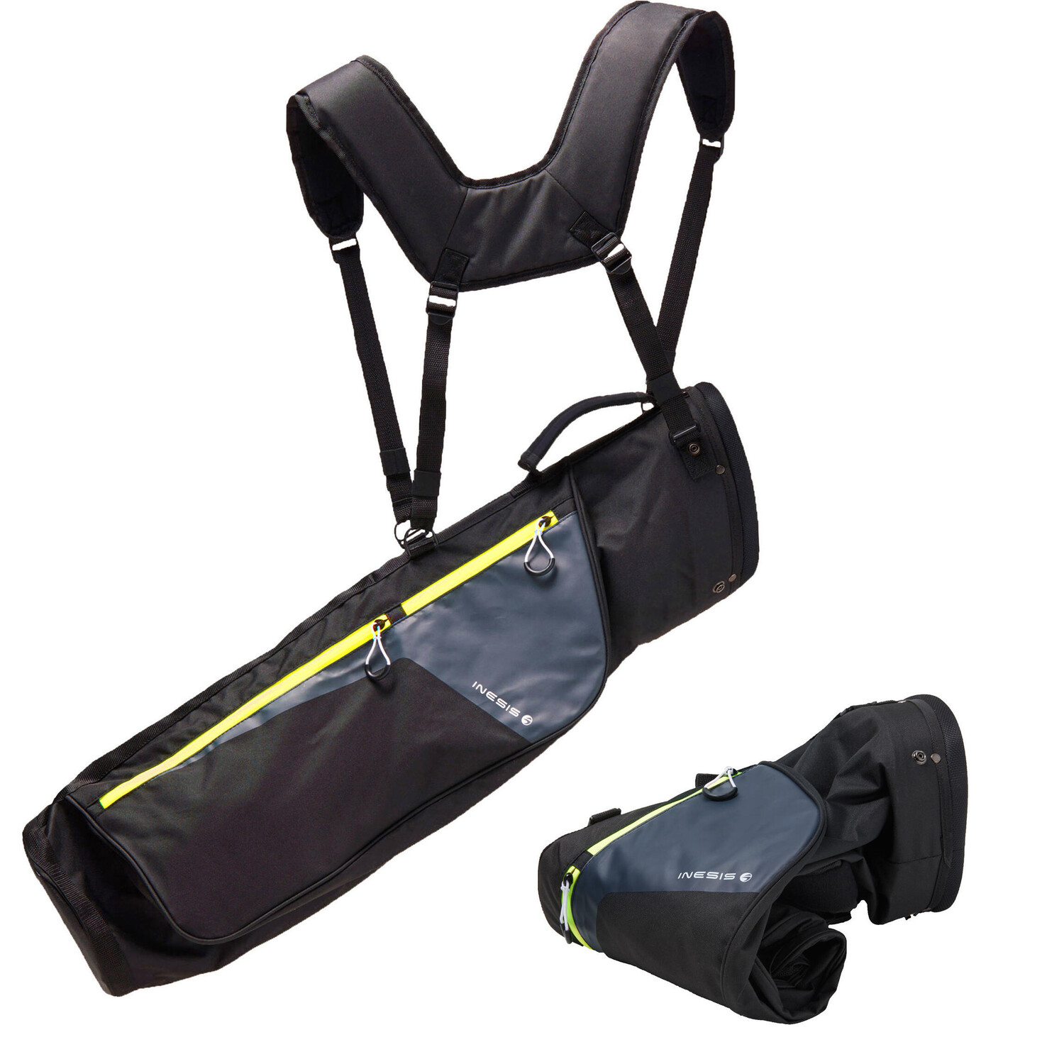 

Сумка для гольфа гибкая Ultralight без подставки черная INESIS, черный/неоново-желтый/серый