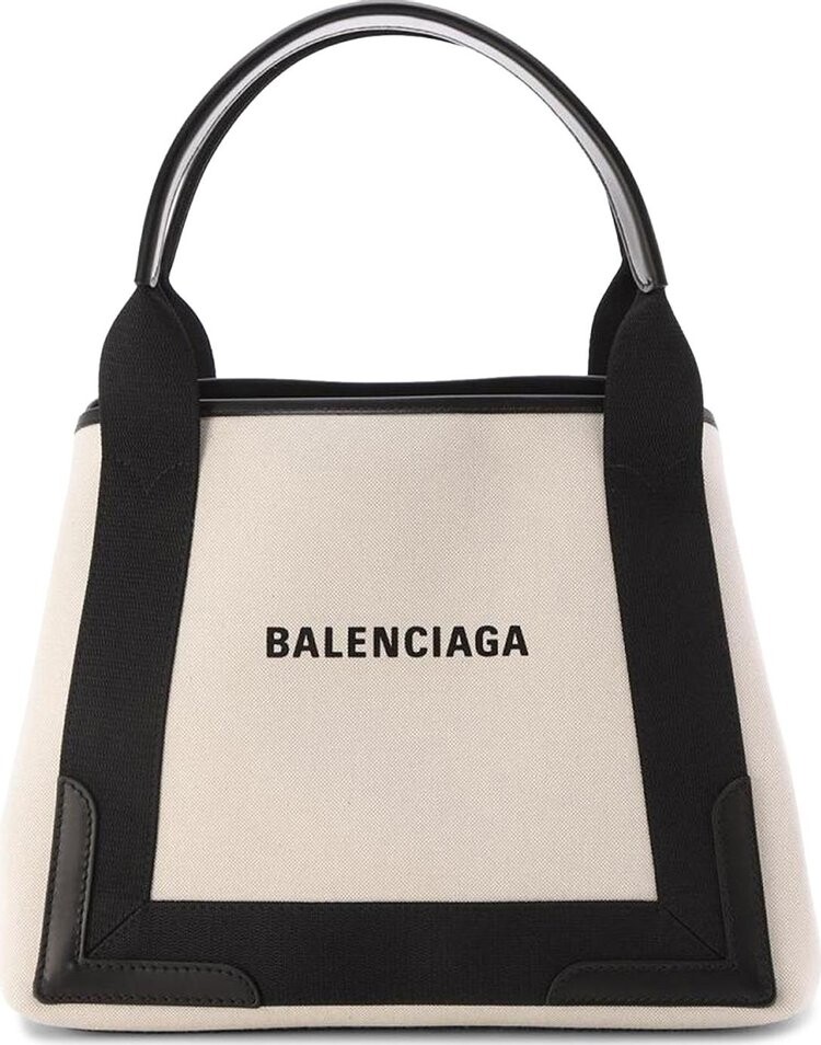 

Сумка Balenciaga Small Cabas Tote Bag Natrual/Black, кремовый