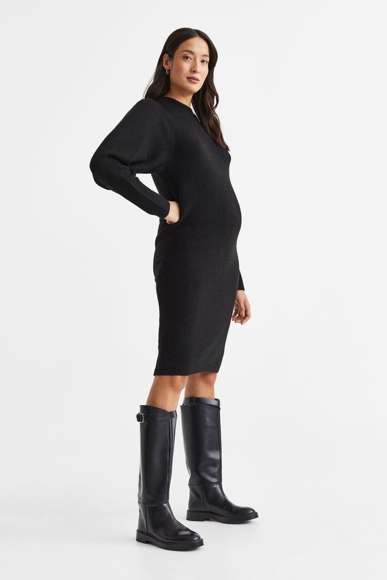 

MAMA Трикотажное платье с пышными рукавами H&M, черный
