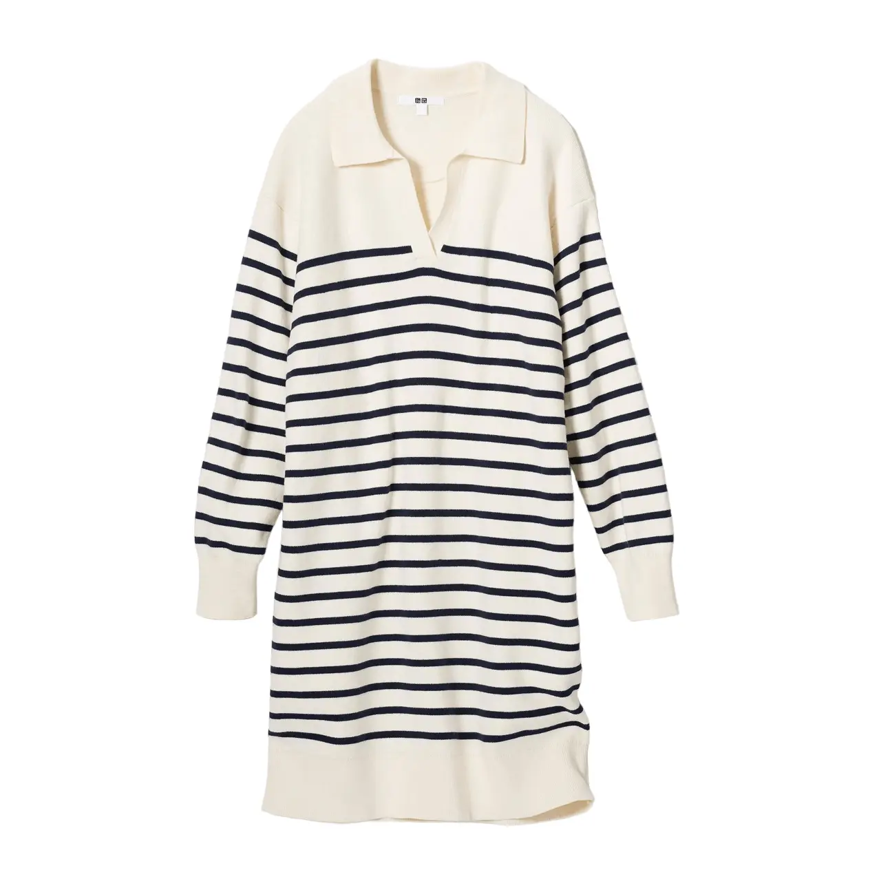 

Платье Uniqlo Smooth Cotton Knit Striped Long Sleeved, кремовый