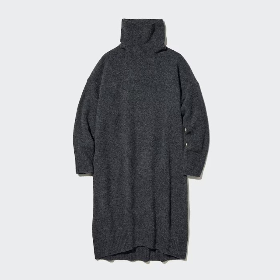 

Платье Uniqlo Soufflé Turtleneck, темно-серый