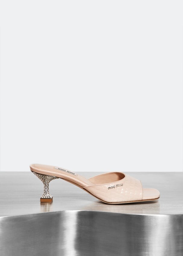 

Сандалии MIU MIU x Level Shoes Croco-print leather sandals, бежевый