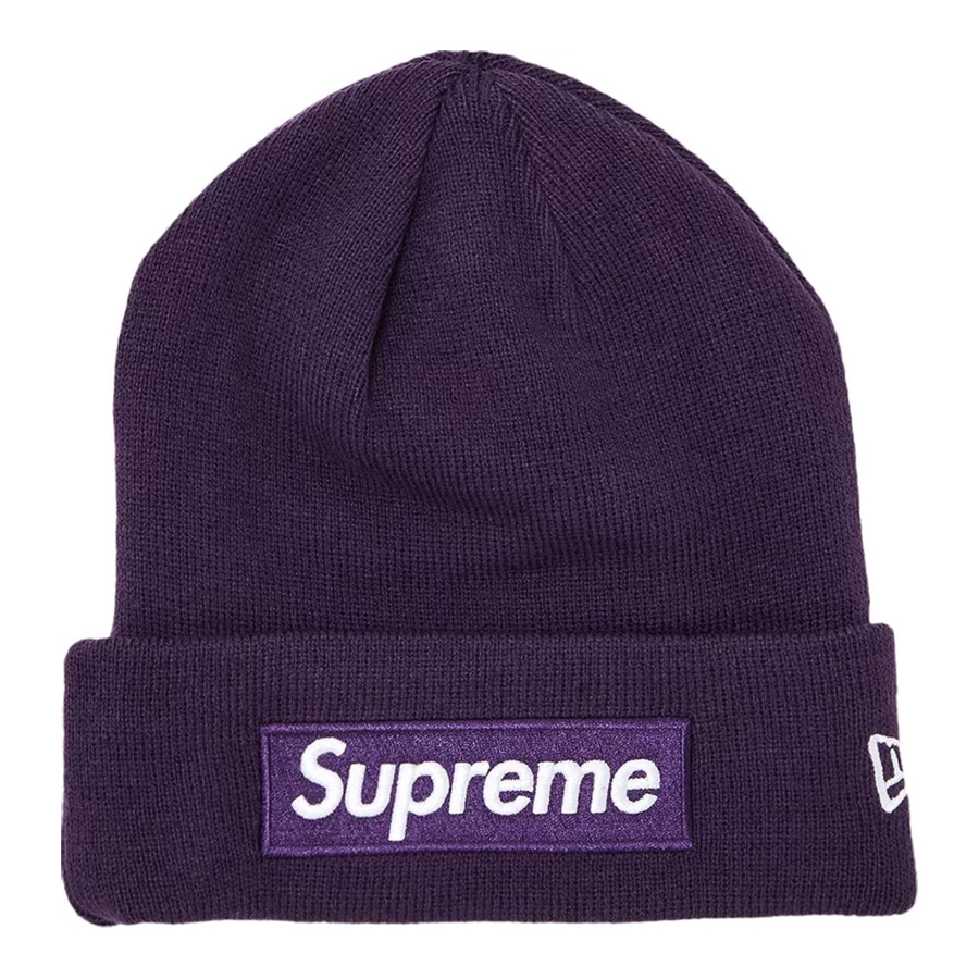 Шапка Supreme x New Era Box Logo Beanie, темно-фиолетовый