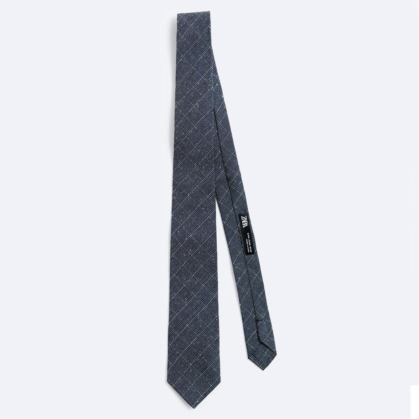 галстук zara 100% silk textured темно бежевый Галстук Zara 100% Silk Jacquard, темно-синий
