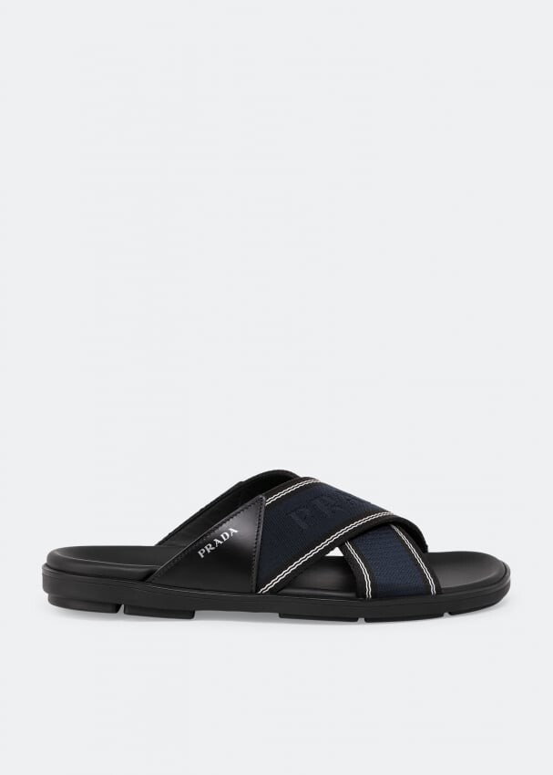 

Сандалии PRADA Leather and nylon sandals, синий