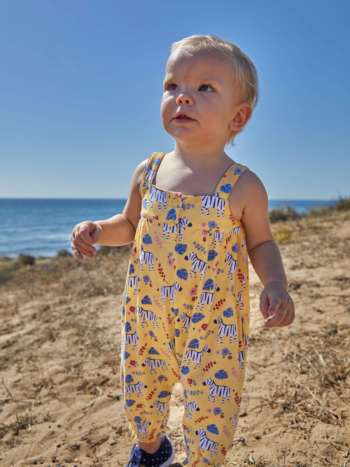 

JoJo Maman Bébé Комбинезон с зебровым принтом, желтый