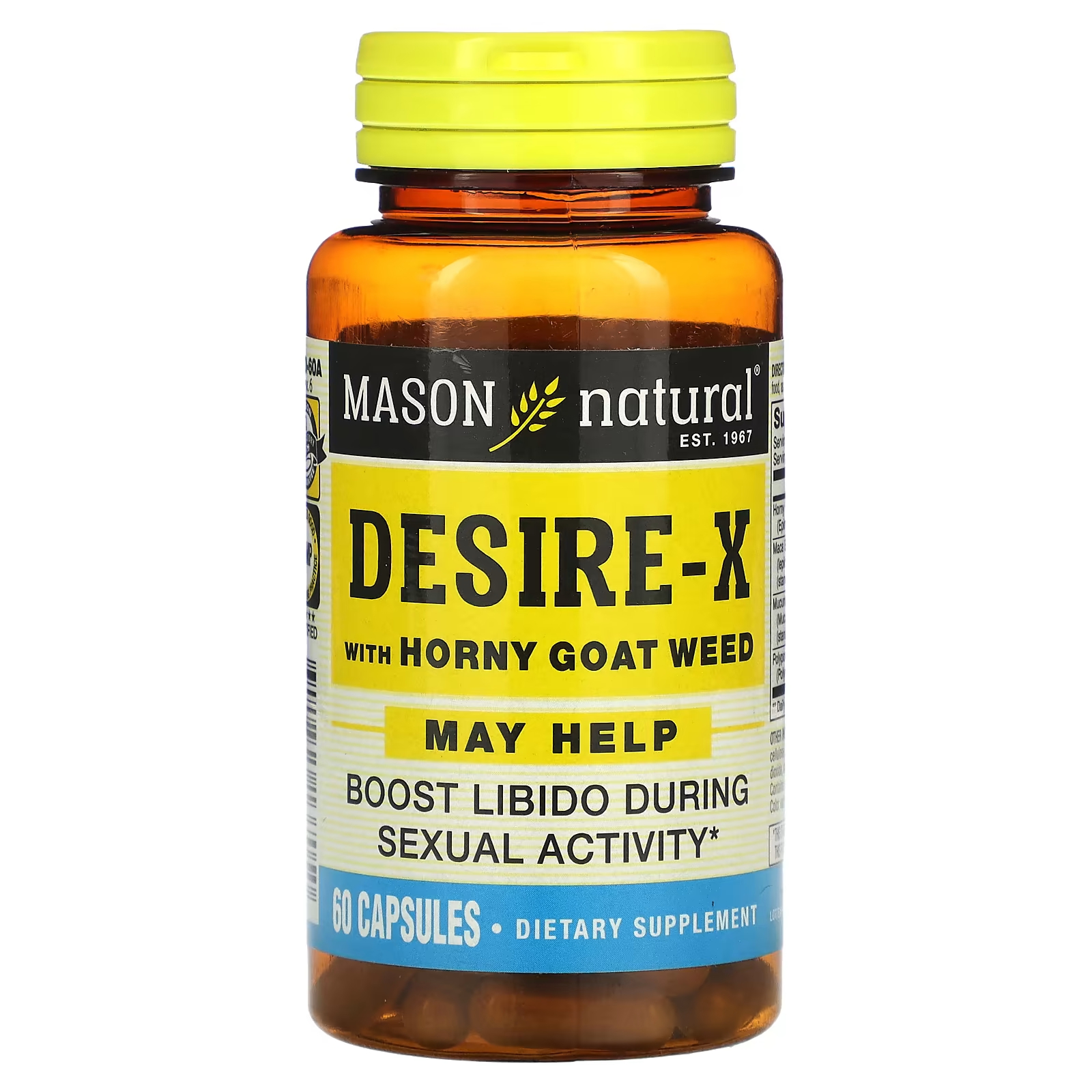 Пищевая добавка Mason Natural Desire-X с экстрактом роговой козьей травы, 60 капсул расширенный комплекс nature s craft horny goat weed 20 капсул