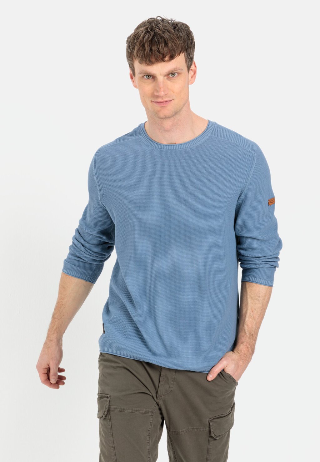 Вязаный свитер AUS ORGANIC camel active, цвет elemental blue