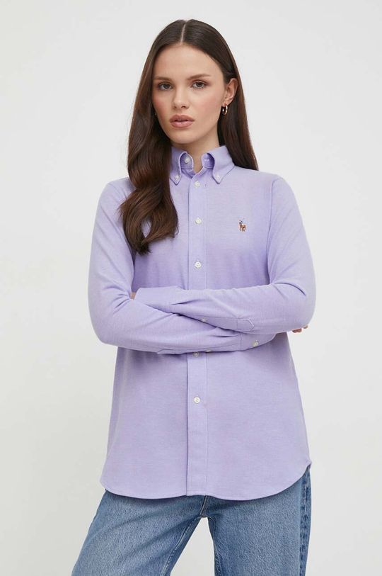 Хлопчатобумажную рубашку Polo Ralph Lauren, фиолетовый