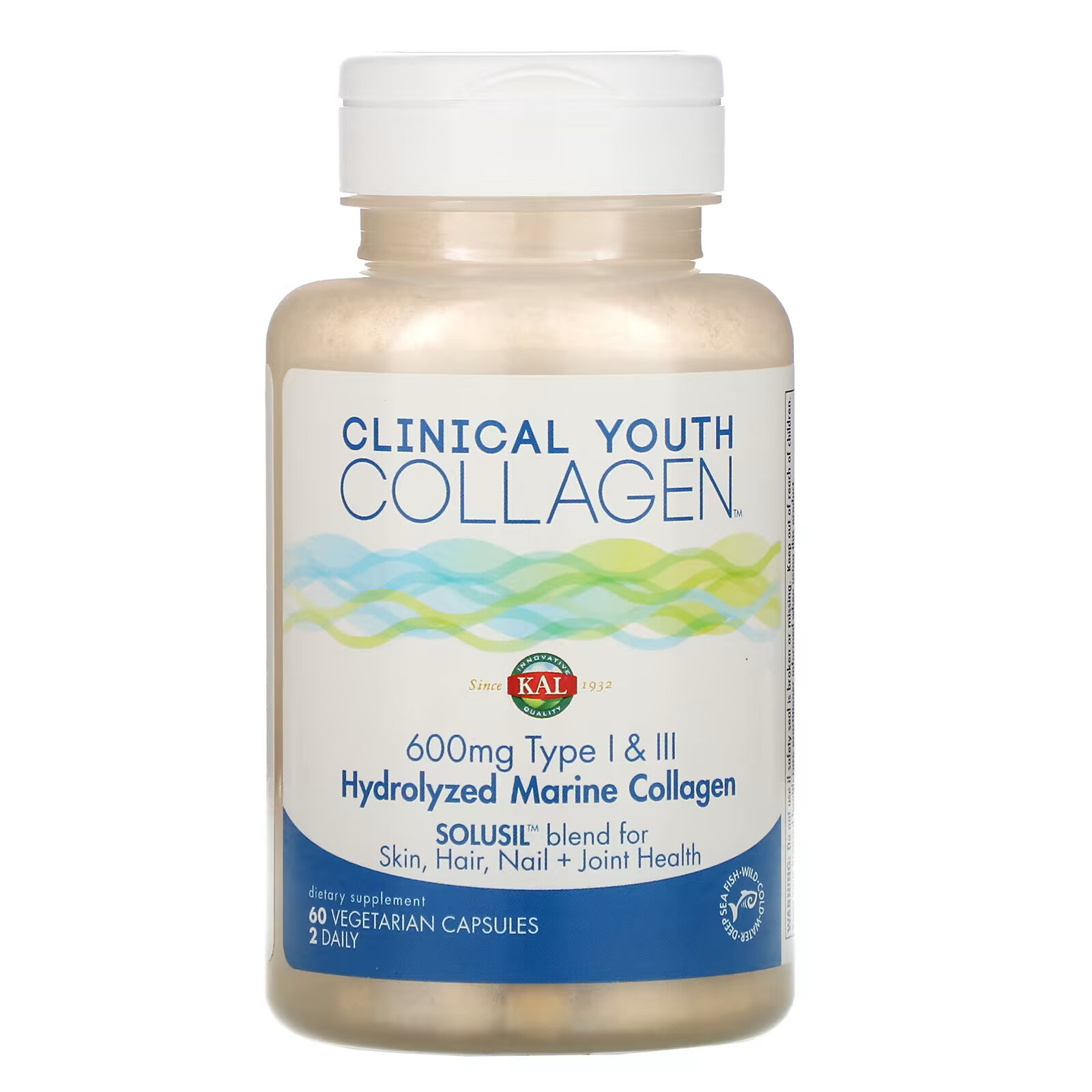 KAL, Clinical Youth Collagen, коллаген, 60 вегетарианских капсул молозиво лактоферрин kal 60 вегетарианских капсул