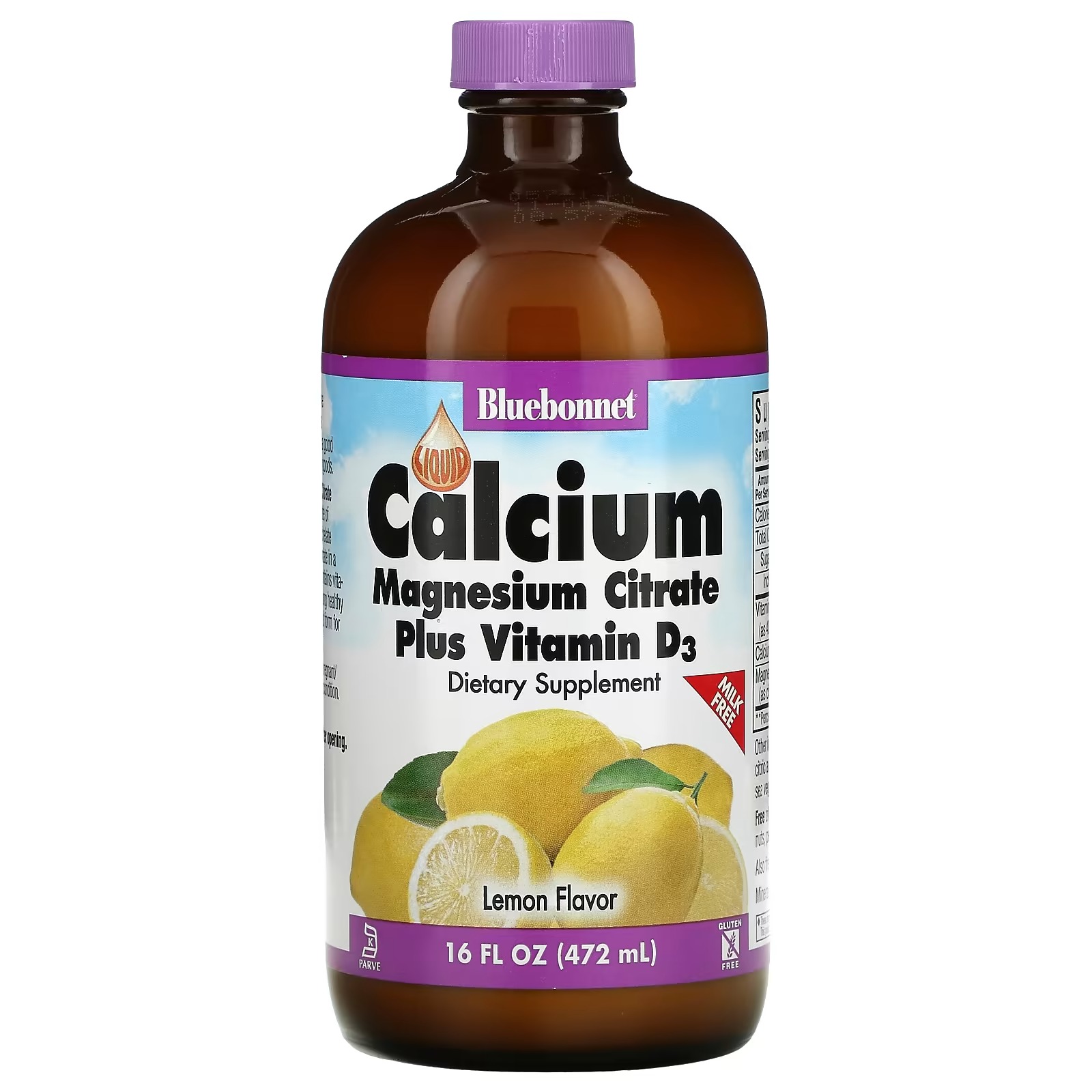 цена Кальций, магний и витамин D3 Bluebonnet Nutrition лимон, 472 мл