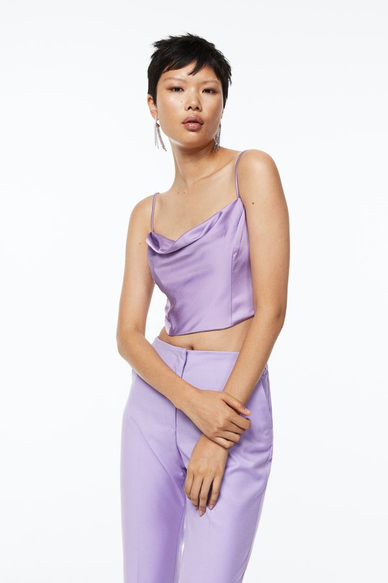 Атласный корсет H&M, светло-фиолетовый корсет h