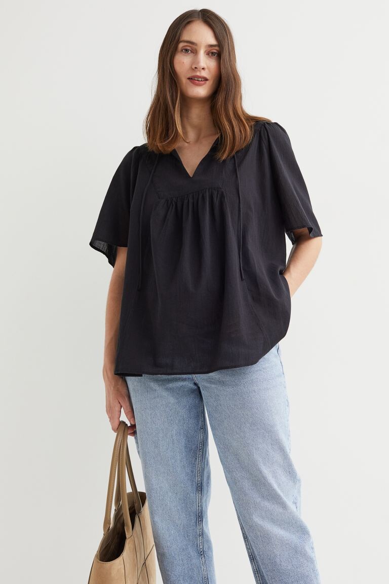

МАМА Хлопковая блузка H&M, черный