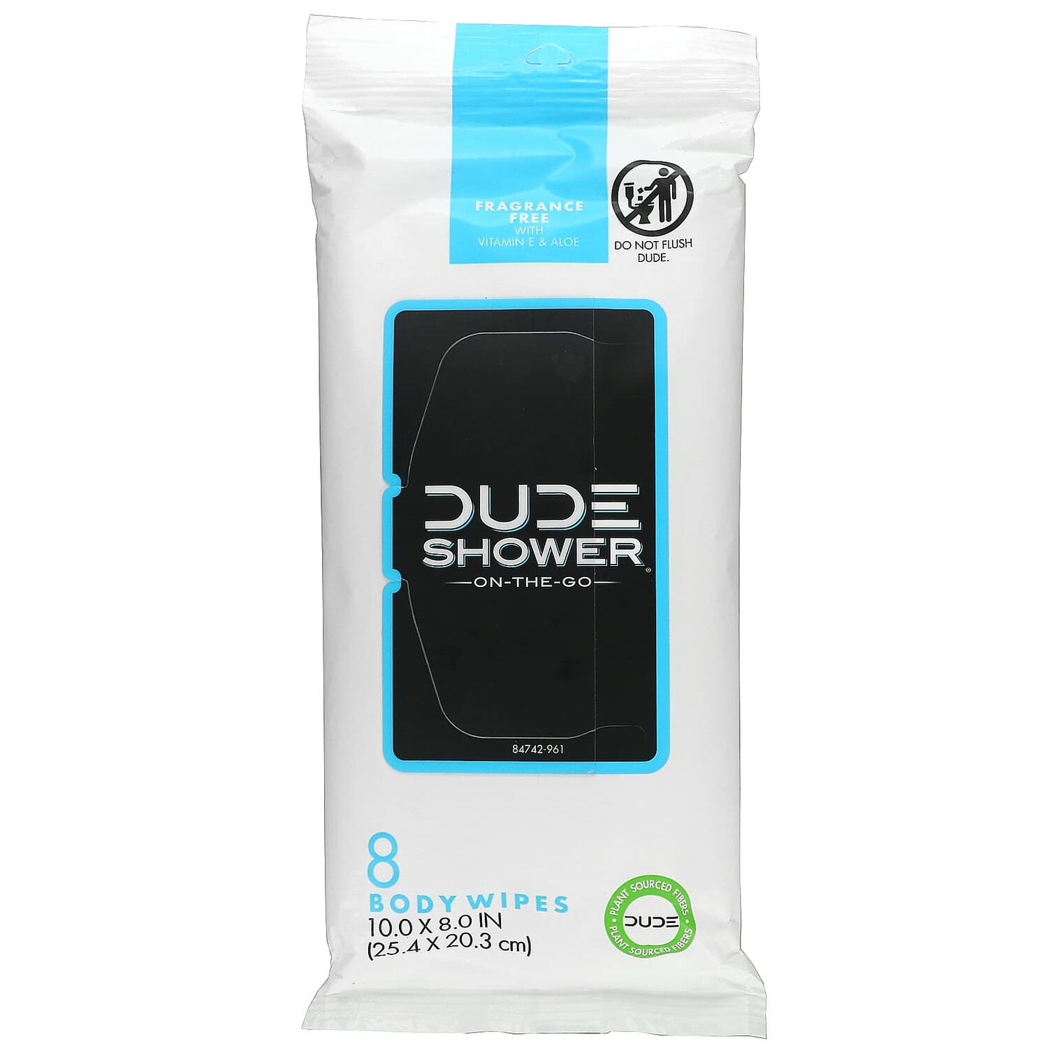 

Салфетки для душа, On-The-Go, без отдушек, 8 салфеток для тела Dude Products