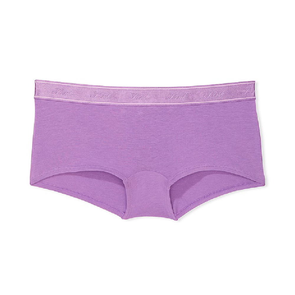 цена Трусы Victoria's Secret Pink Logo Logo Cotton Boyshort, фиолетовый