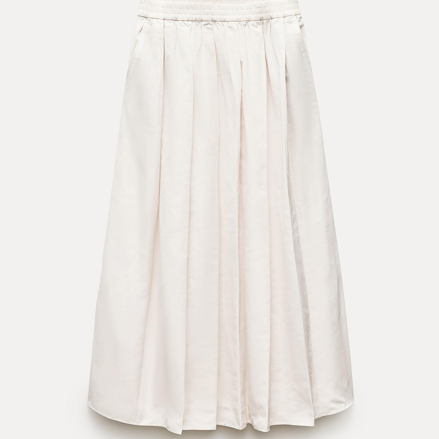 

Юбка Zara ZW Collection Voluminous Midi, светло-серо-белый