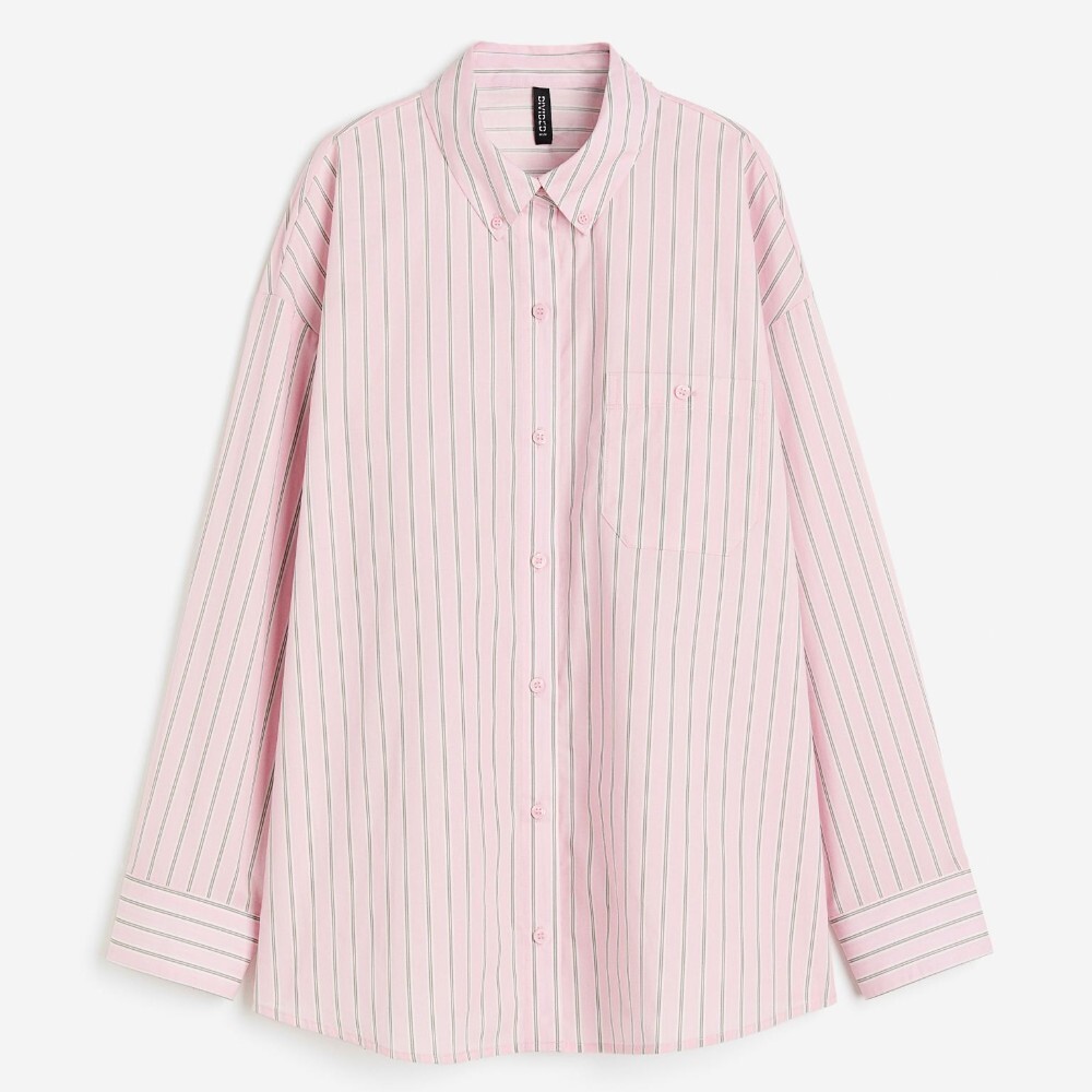 

Рубашка H&M Oversized Poplin, светло-розовый