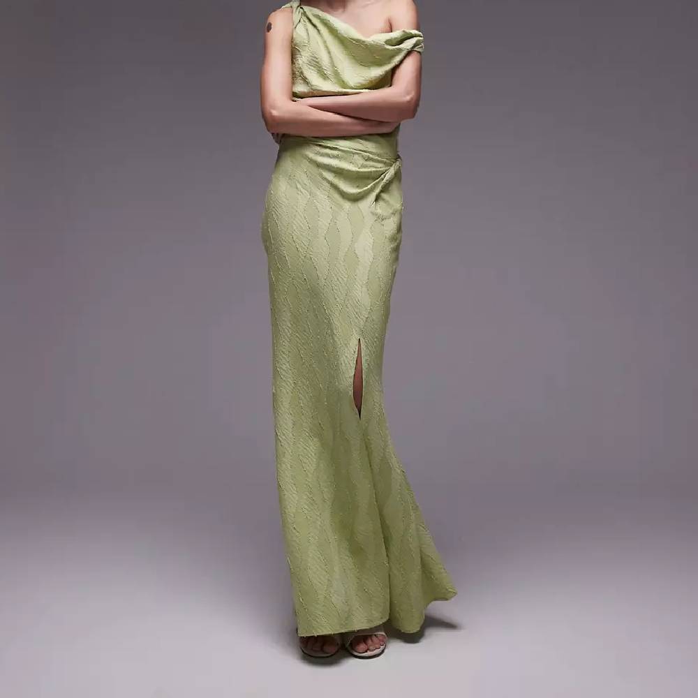 2023 китайская традиционная винтажная юбка жаккардовая ретро юбка в национальном стиле юбка для восточных народных танцев элегантная кита Юбка Topshop Jacquard Twist, зеленый
