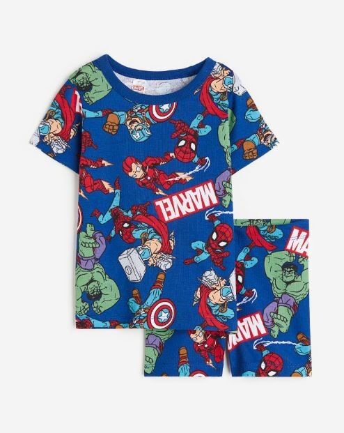 

Пижамный комплект с принтом Марвел H&M Marvel Comics Print, синий