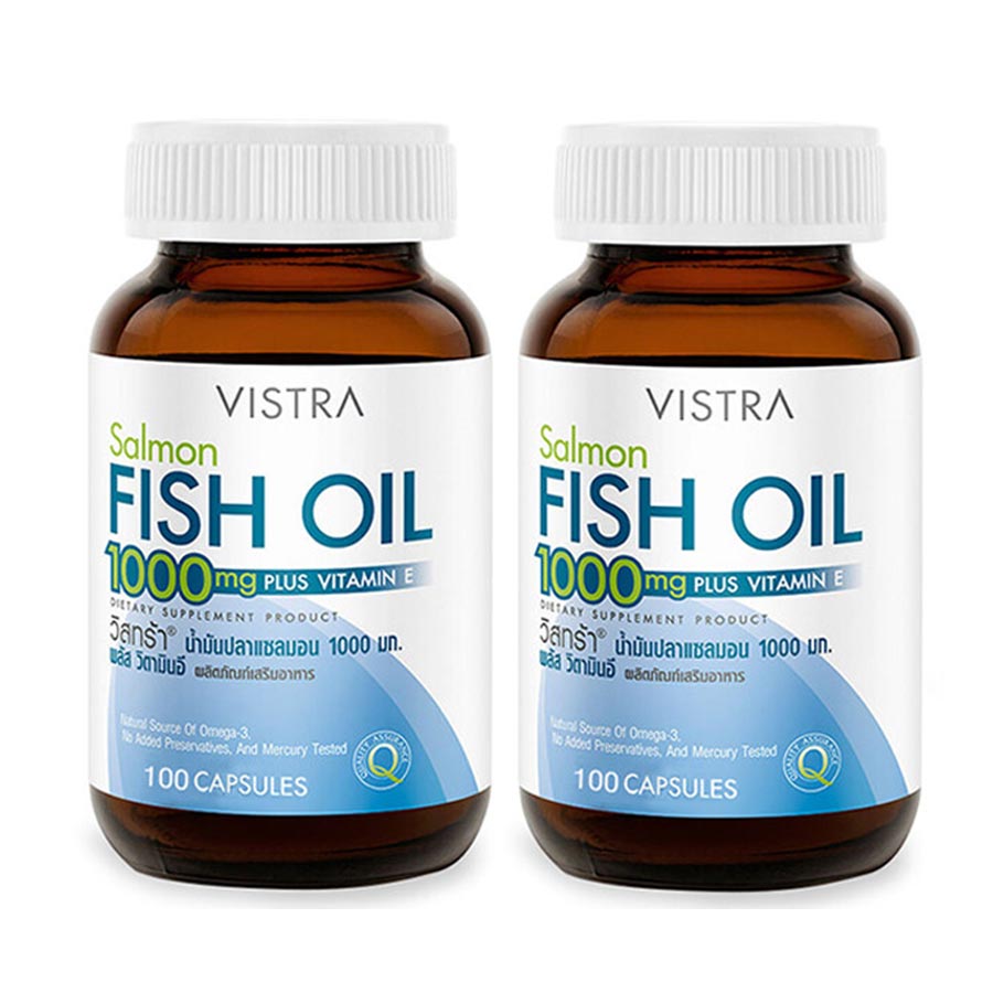 цена Рыбий жир Vistra Salmon Fish Oil 1000 мг, 2 банки по 100 капсул