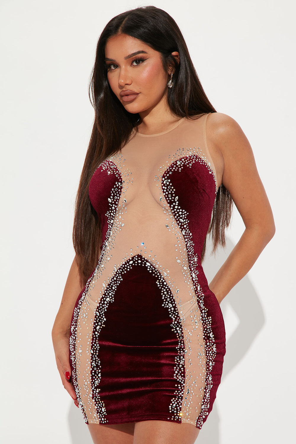 

Мини платье Fashion Nova BDS70813, бордовый