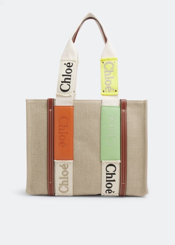 

Сумка-тоут CHLOÉ Woody medium tote bag, бежевый