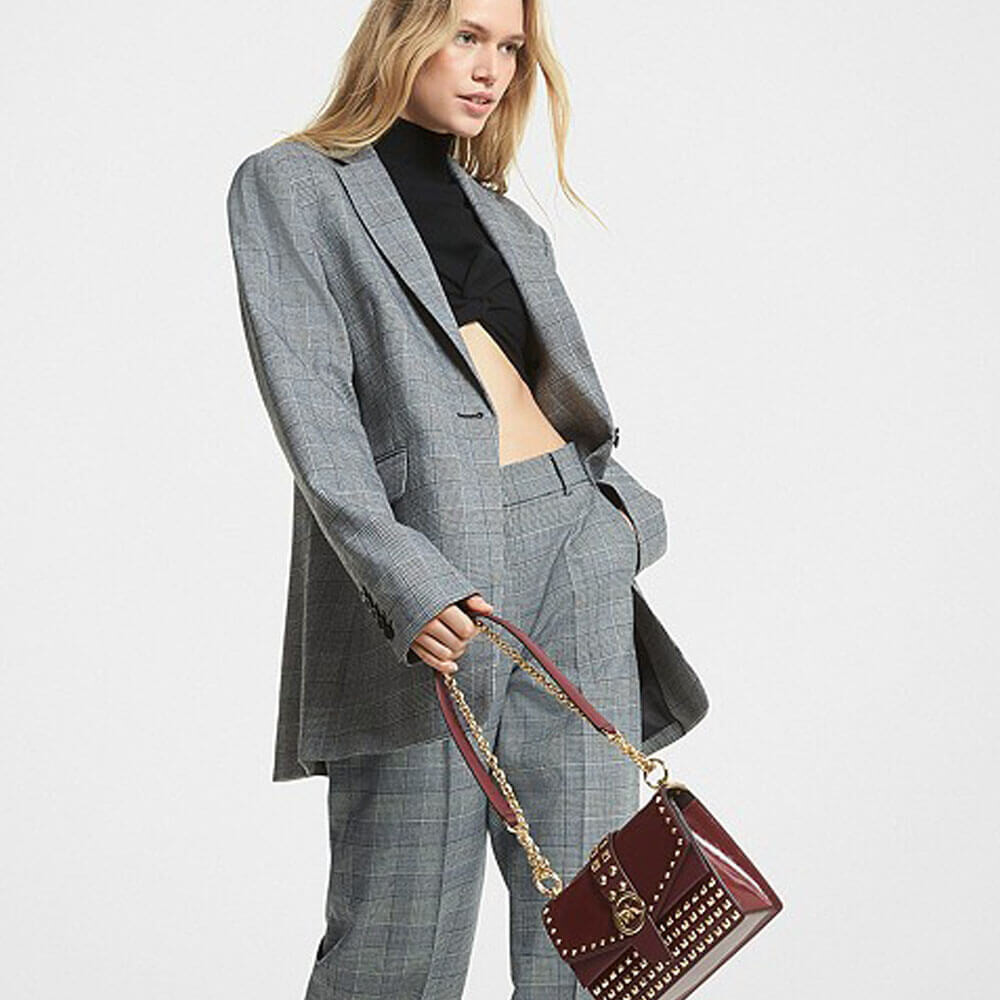 

Блейзер в клетку Michael Michael Kors Stretch Wool Boyfriend, черный/белый