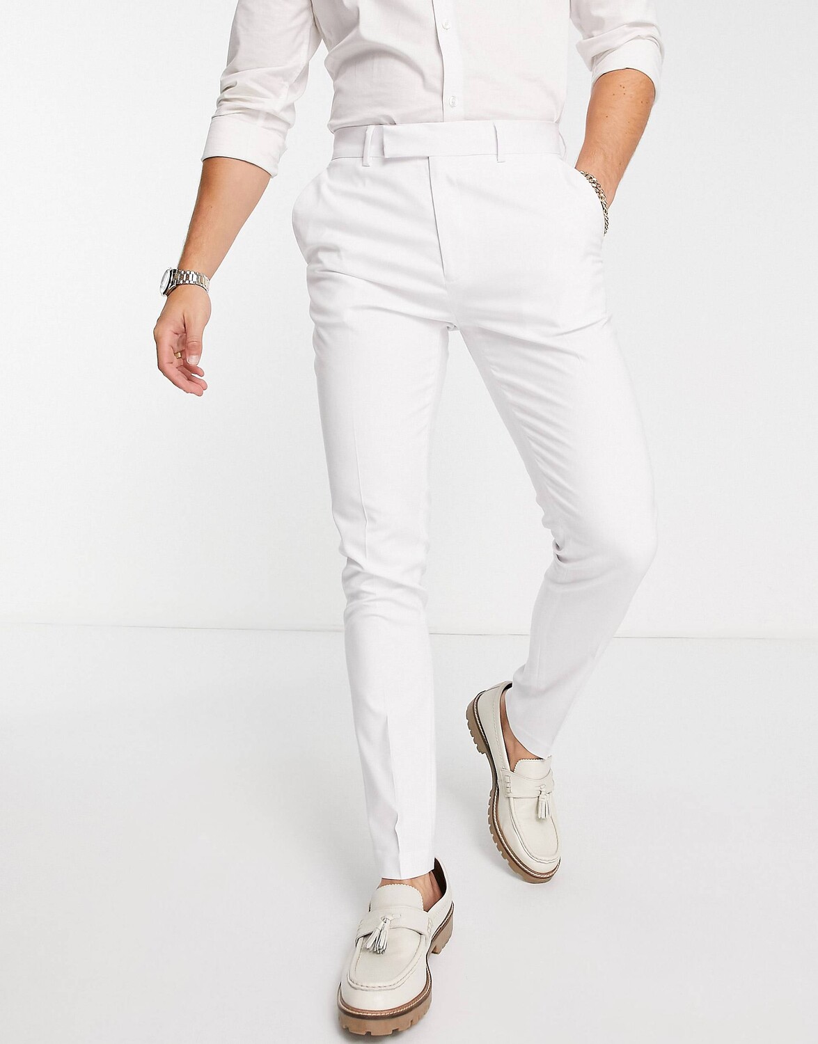 

Белые элегантные брюки скинни ASOS DESIGN