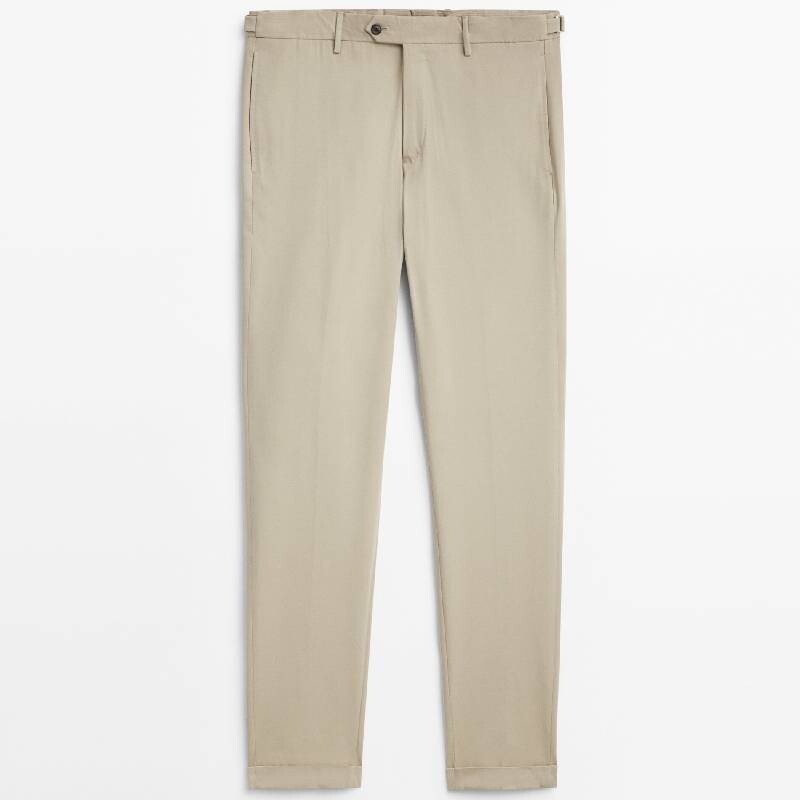 

Брюки Massimo Dutti Smart Trousers In A Bi-Stretch Cotton, бежевый