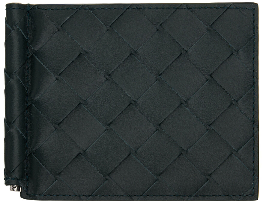 

Темно-синий бумажник Intrecciato с клипсой Bill Bottega Veneta