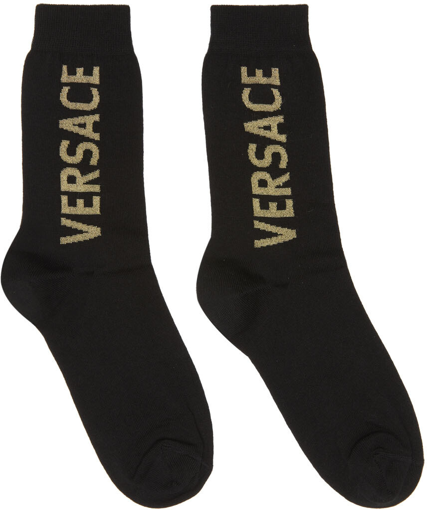 

Черно-золотые носки с логотипом Versace