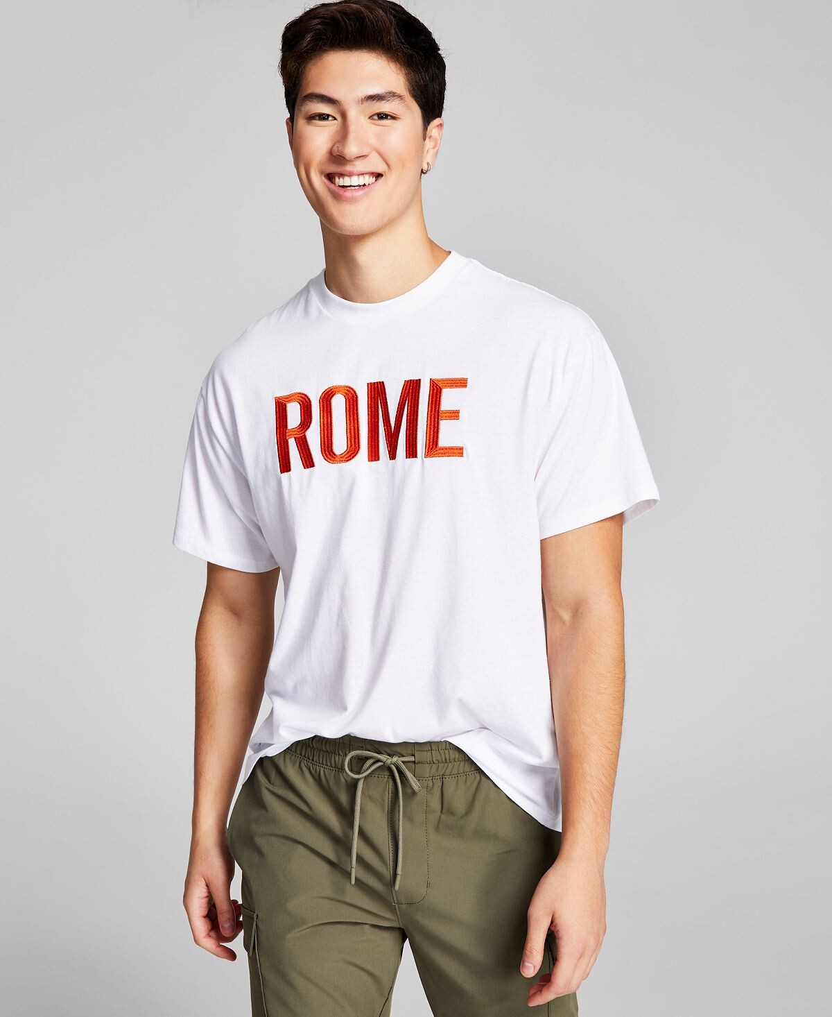 

Мужская футболка свободного кроя с вышивкой rome And Now This