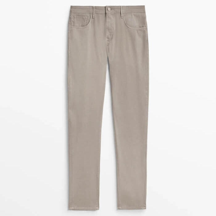

Брюки Massimo Dutti Slim-Fit Textured Denim-Effect, экрю