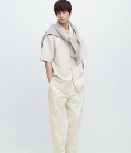 

Брюки Uniqlo Cotton Relaxed Fit Ankle Length, светло-бежевый