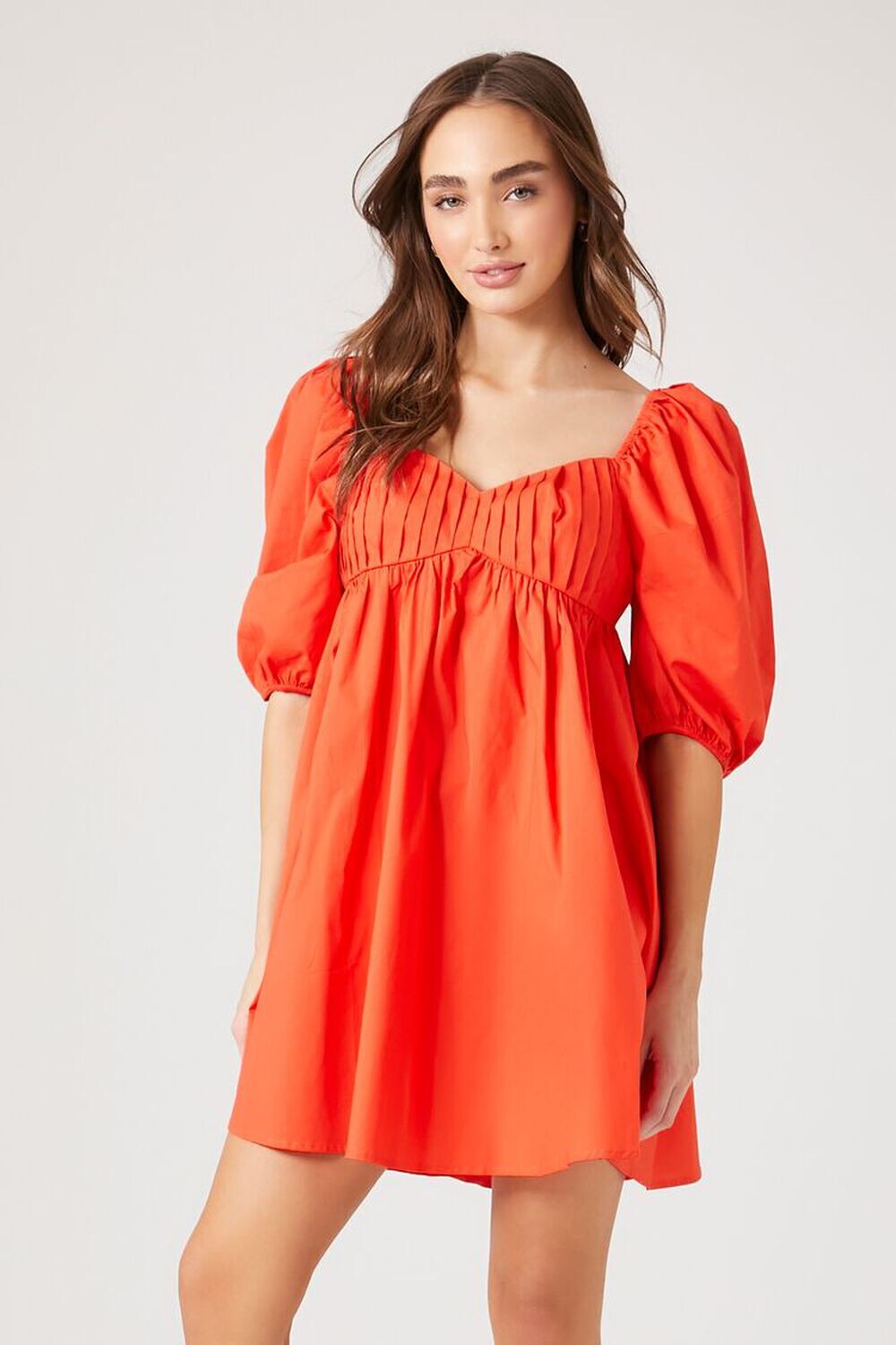 

Поплиновое платье Babydoll с пышными рукавами Forever 21