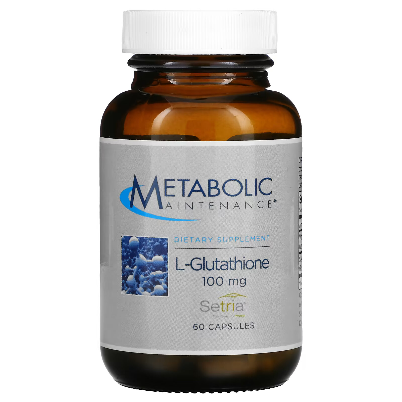 Metabolic Maintenance, L-глутатион, 100 мг, 60 капсул стабильный пробиотик metabolic maintenance biomaintenance 60 капсул