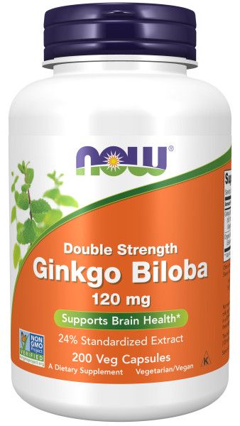 Now Foods Ginkgo Biloba Double Strength 120 mg препарат, поддерживающий работу нервной системы и улучшающий память и концентрацию, 200 шт. ginkgo biloba 60 tablets 600 mg